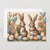 ヴィンテージイースターバニーズエッグ狩り シーズンポストカード (正面/裏面)