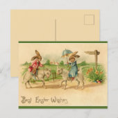 ヴィンテージイースターバニーズライディングランブ ポストカード (正面/裏面)