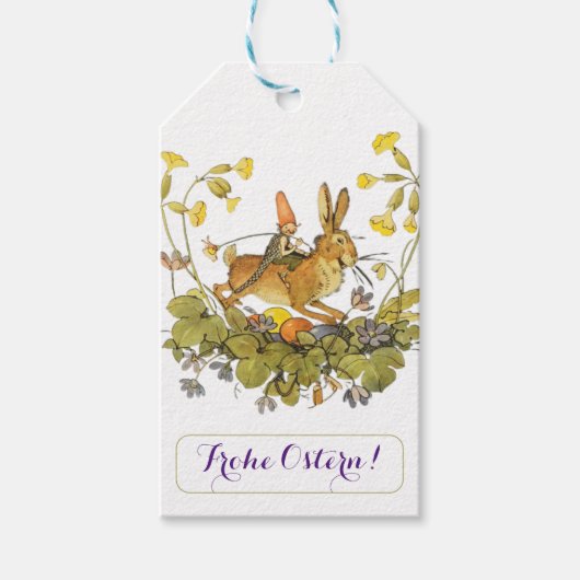 ヴィンテージイースターバニーハッピーイースター ギフトタグ (正面)