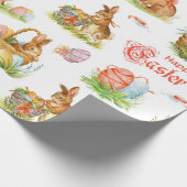 ヴィンテージイースターバニーバスケット ラッピングペーパー (角)