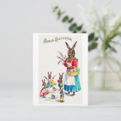 ヴィンテージイースターバニーファミリーシック ポストカード (スタンド正面)
