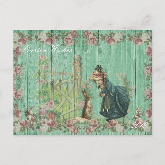 ヴィンテージイースターバニーフローラ シーズンポストカード (正面)