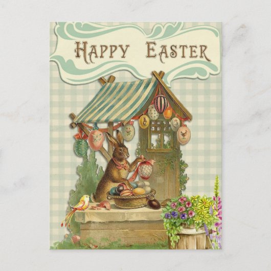ヴィンテージイースターバニーホリデーカード シーズンポストカード (正面)