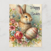 ヴィンテージイースターバニーホリデーグリーティングポストカード シーズンポストカード (正面)
