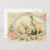 ヴィンテージイースターバニーホリデーハガキ シーズンポストカード (正面/裏面)