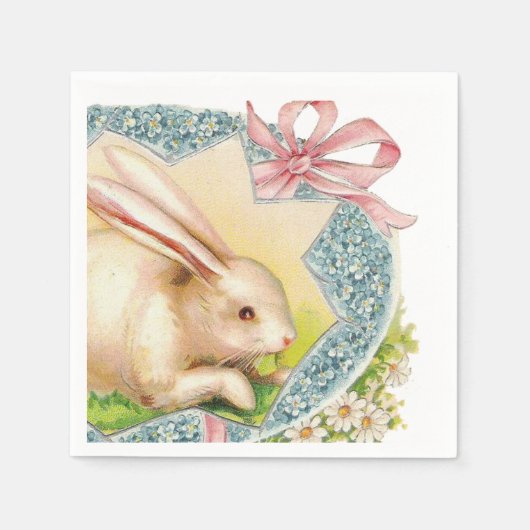 ヴィンテージイースターバニーホリデーパーティーナプキンス スタンダードカクテルナプキン (正面)