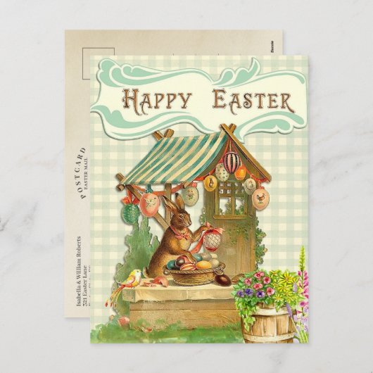 ヴィンテージイースターバニーホーム シーズンポストカード (正面/裏面)