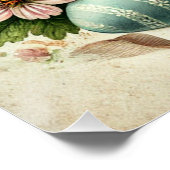 ヴィンテージイースターバニーラビットエッグウォーターカラー ポスター (コーナー)