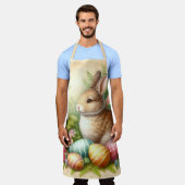 ヴィンテージイースターバニーラビットフローラ エプロン (着用した状態)