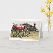 ヴィンテージイースターバニー列車 カード (黄色い花)