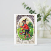 ヴィンテージイースターバニー卵はがき ポストカード (スタンド正面)