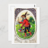 ヴィンテージイースターバニー卵はがき ポストカード (正面/裏面)