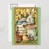 ヴィンテージイースターバニー卵アーティストハガキ ポストカード (正面/裏面)