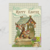 ヴィンテージイースターバニー招待状 招待状 (正面/裏面)