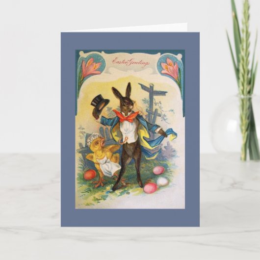 ヴィンテージイースターバニー挨拶カード シーズンカード (正面)