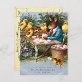 ヴィンテージイースターバニー葉書 シーズンポストカード (正面/裏面)