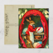 ヴィンテージイースターバニー葉書 シーズンポストカード (正面/裏面)