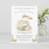 ヴィンテージイースターバニー誕生日 招待状 (スタンド正面)