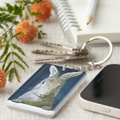 ヴィンテージイースターバニー、かわいい毛皮の白うさぎ キーホルダー (正面右)