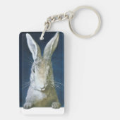 ヴィンテージイースターバニー、かわいい毛皮の白うさぎ キーホルダー (裏面)