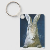 ヴィンテージイースターバニー、かわいい毛皮の白うさぎ キーホルダー (正面)