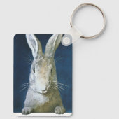 ヴィンテージイースターバニー、かわいい毛皮の白うさぎ キーホルダー (裏面)