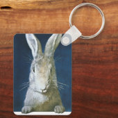 ヴィンテージイースターバニー、かわいい毛皮の白うさぎ キーホルダー (裏面)