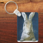 ヴィンテージイースターバニー、かわいい毛皮の白うさぎ キーホルダー (正面)