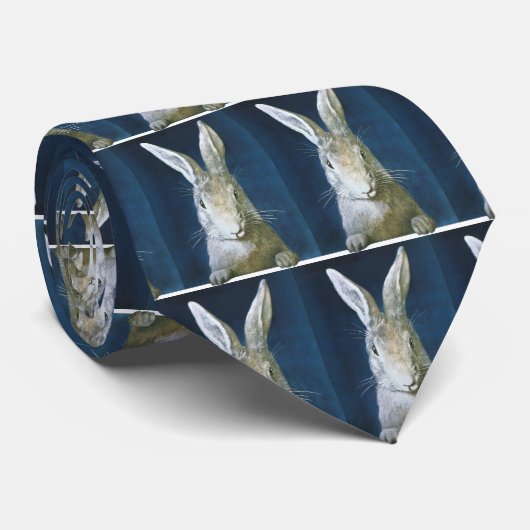 ヴィンテージイースターバニー、かわいい毛皮の白うさぎ ネクタイ (ロール)