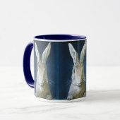 ヴィンテージイースターバニー、かわいい毛皮の白うさぎ マグカップ (正面左)