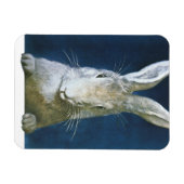 ヴィンテージイースターバニー、かわいい毛皮の白うさぎ マグネット (横)