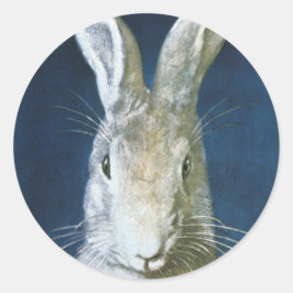 ヴィンテージイースターバニー、かわいい毛皮の白うさぎ ラウンドシール