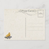 ヴィンテージイースターバニー、カートとチックス ポストカード (裏面)