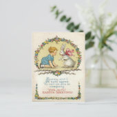 ヴィンテージイースターバニー&キッドイースターカード シーズンポストカード (スタンド正面)