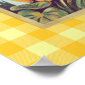 ヴィンテージイースターバニー&バッファローチェックのシック ポスター (角)