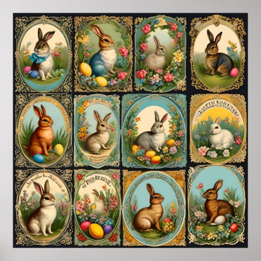 ヴィンテージイースターバニー、レトロイースターバニー、イースター ポスター (正面)