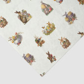 ヴィンテージイースターバニー、卵と春の花 薄葉紙 (詳細)