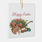 ヴィンテージイースターバラとウサギ セラミックオーナメント (右)