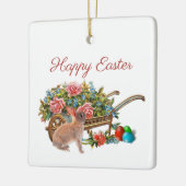 ヴィンテージイースターバラとウサギ セラミックオーナメント (左)
