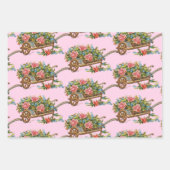 ヴィンテージイースターバラウサギとホイールバロー ラッピングペーパーシート (正面3)