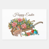 ヴィンテージイースターバラウサギとホイールバロー ラッピングペーパーシート (正面)