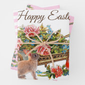 ヴィンテージイースターバラウサギとホイールバロー ラッピングペーパーシート (インサイチュ)
