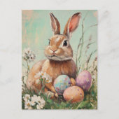 ヴィンテージイースターバ絵を描ニー ポストカード (正面)