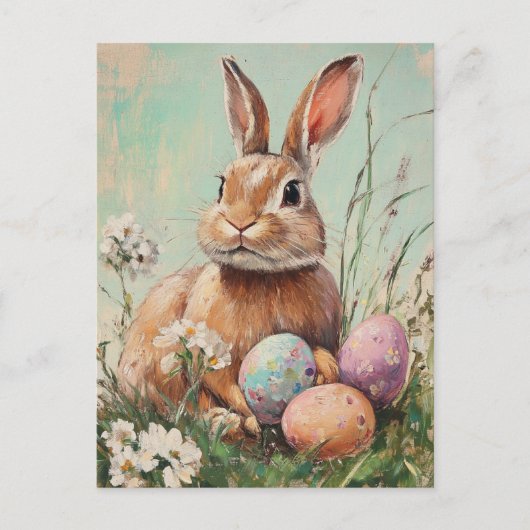 ヴィンテージイースターバ絵を描ニー ポストカード (正面)