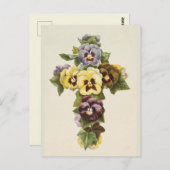 ヴィンテージイースターパンシークロス ポストカード (正面/裏面)