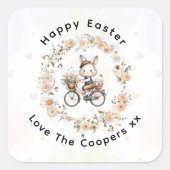 ヴィンテージイースターパーティーフローラバニー スクエアシール (正面)