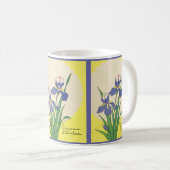 ヴィンテージイースターパープルガーデンアイリス花 コーヒーマグカップ (正面右)