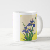 ヴィンテージイースターパープルガーデンアイリス花 ジャンボコーヒーマグカップ (正面右)