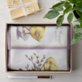 ヴィンテージイースターパープル卵こぼれ青い花 薄葉紙 (ギフト)