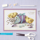 ヴィンテージイースターパープル卵こぼれ青い花 薄葉紙 (クラフト)